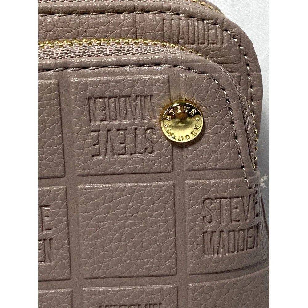 Steve Madden Mauve Logo Wristlet Zippered Wallet Purse Clutch Rectangle